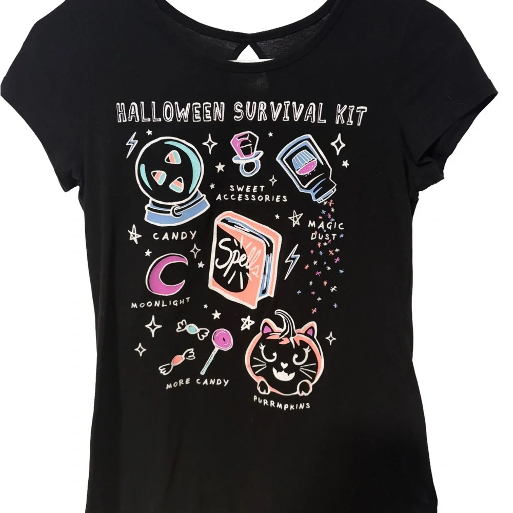 Justice Black Graphic Halloween Tee 14/16